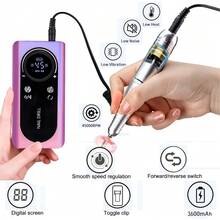COSYGLOW Electric 45000RPM Nail Drill Machine Rechargeable Portable Nail File Electric DIY Nail Drill Kit With Smart LCD Screen For Gel Nail Manicure And Pedicure Reflective Body, Dazzle - Làm lóa mắt - Xem 2