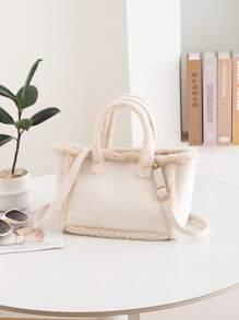 女士毛绒斜挎包手提包，秋冬新款时尚优雅可爱柔软仿麂皮托特包大容量单肩包，可调节肩带，是女性休闲外出和日常使用的完美礼物，新款女士皮草包