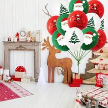 30pcs 12inch Latex Balloons, Santa Claus & Reindeer, White, Green And Red Christmas Tree Balloons, Suitable For Christmas Decoration