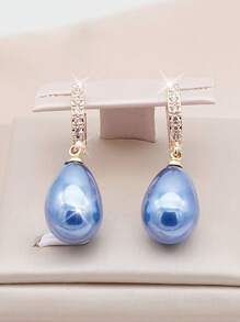 زوج من أقراط قلادة اللؤلؤ الفاخرة للنساء، أقراط حلقية أنيقة من الزركونيا، إكسسوارات أزياء أنيقة