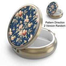 HION Hộp đựng thuốc Hộp đựng thuốc có gương Hộp đựng thuốc nhỏ 3 ngăn cổ điển để đựng trong ví hoặc túi Hộp đựng thuốc tròn nhỏ bằng đồng trang trí bằng kim loại đựng thuốc Vitamin Quà tặng độc đáo - Nhiều màu - Xem 16