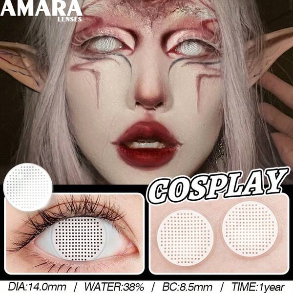 Lentes de contato coloridas AMARA para olhos 2 peças Anime Cosplay Lentes coloridas Lentes brancas de Halloween Lentes de contato Beleza Maquiagem Fantasia de Halloween Cosplay