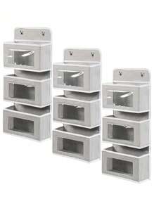 1 件多功能门上收纳袋，1/3/5 层悬挂式收纳袋，带透明窗口，节省空间的收纳盒，适用于衣柜、宿舍、浴室、厨房，适合返校季 - 彩色 - 查看 5