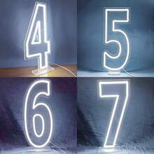 1 Pack LED Neon Light Number Sign, White Single Digit 0-9, USB Powered Wall Hanging Decor Sign With Dimmable Switch, Suitable For Birthday, Anniversary, Home, Bar, Club, Wedding Gift - White - View 2