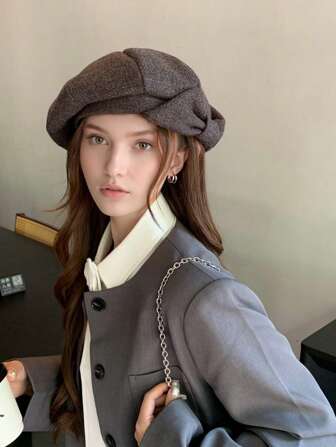 1 pieza Boina cálida de otoño/invierno | Boina de mujer decorada con mariposas - Decoración, resistente al frío, adelgazante para salidas diarias