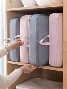 Multifunktionale komprimierte staubdichte Aufbewahrungstasche, Kleidung und Decken Transporttasche mit großer Kapazität, tragbare und platzsparende selbstkompressionstasche, Decken- und Bettwäsche-Organizer-Taschen mit Reißverschluss, platzsparende Kleiderschrank-Organizer für Kleidung, Decken, Pullover, Mäntel, geeignet für Reisen und Zuhause, Kleiderschrank-Organisation und Aufbewahrung Kleiderorganizer Schlafzimmer