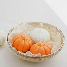 1入組南瓜形蠟燭白橙色蘋果香氛適合萬聖節、感恩節、聖誕禮物、派對、家居裝飾 - 彩色 - 查看 9
