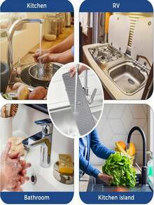 1 cái Tấm chắn nước vòi bếp nâng cấp 24.02/17.72/13.78 inch, Thảm silicon cho vòi bếp, Miếng lau khô vòi, Nút chặn nước vòi, Rào chắn nước vòi, Tấm chắn bồn rửa - Thảm chống bắn nước silicon, Thiết bị chống thấm đa chức năng cho bồn rửa nhà bếp và phòng tắm. - Xám - Xem 5