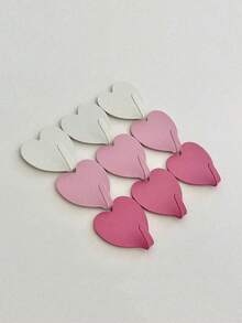 3 Pieces Of Pink Heart Decorative Wall Hooks. No Drilling Required. Perfect For Girls' Room Decoration. Minimalist Style. Can Be Used For Hanging Keychains, Coats, Towels, Hats, Jewelry, Umbrellas, Etc. Suitable For Living Room, Bedroom, Office, Home Decoration - Multicolor - View 8