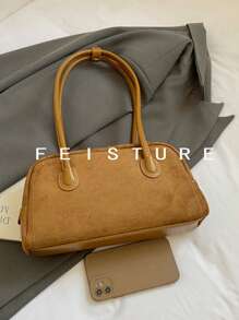 1 件复古绒面革保龄球包，拉链开合，适合日常外出、约会、通勤