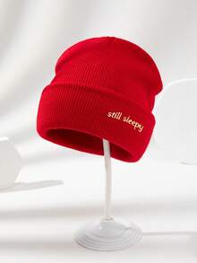 1 件男女通用“Still Sleepy”字母刺绣弹力便帽，户外休闲时尚薄针织帽，适合日常穿着，秋冬，馈赠佳品 - A - 查看 13