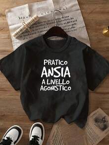 Áo thun nữ cỡ lớn cổ tròn dáng rộng, áo thun ngắn tay in chữ ngộ nghĩnh mùa hè dành cho nữ cỡ lớn màu đen - màu đen - Xem 3