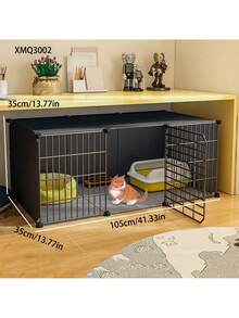 三层猫笼带猫砂盆，大型室内宠物笼，带免费空间，家用猫别墅 - 彩色 - 查看 12