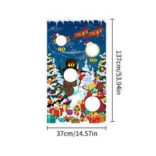 1 pièce Toile de fond de Noël avec bonhomme de neige, sapin de Noël, Père Noël, renne et boîte-cadeau de Noël - Décoration de fête festive, cannes de bonbon, flocons de neige et maisons - Polyester pour fêtes intérieures/extérieures, photomatons, décoration de la maison, décoration de Noël (livré avec 4 sacs de sable de n'importe quelle couleur)
