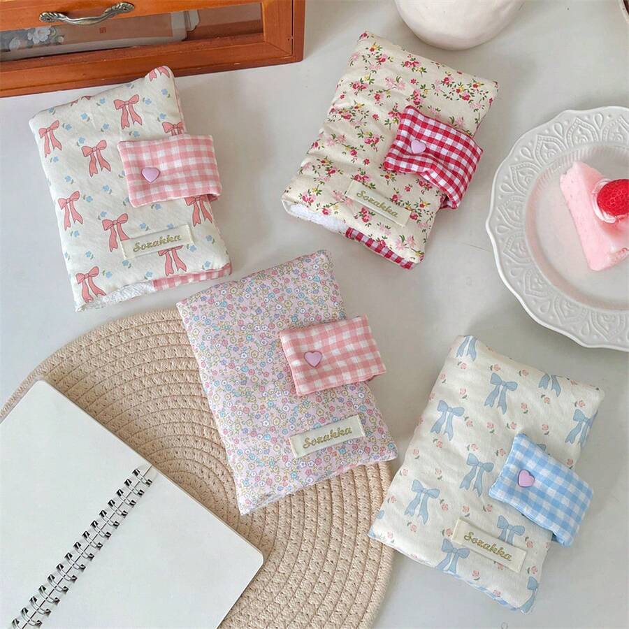 Handmade Fabric Bow Book Cover, Notebook/Journal Protective Sleeve, Student Gift (Excluding Inner Pages) - Multicolor - View 1