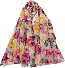 100% Mulberry Silk Scarf For Women Lightweight Long Scarves Beach Wraps Cover Up -Travel Photography Scarfhalloween - 粉色 - 查看 1