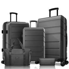 Hueas 3-Piece Carry-On Luggage Set,Expandable ABS+PC Lightweight Hard Shell Suitcases With Spinner Wheels&TSA Lock,Portable Travel Bag And Toiletry Bag,White - 黑色 - 查看 1