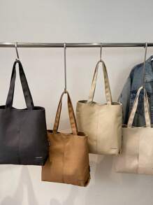 Bolso de lona minimalista casual, bolso de hombro de gran capacidad para mujeres, estudiantes universitarios, ir y venir