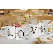 Retreez Initial A-Z Floral Botanical Bouquet Alphabet Monogrammed Monogram Mug 11 Oz Ceramic Tea Coffee Mugs - Appreciation Thank You Wedding Birthday Gifts For Her Friend Coworker Sister - J Initial - Alphabet Letter O Initial - White - View 7