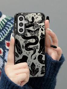 1pc Fashion Snake & Cat Pattern Printed Anti-Drop Phone Case, Suitable For IPhone11/12/13/14/15/16/16PRO/16PROMAX, GalaxyA05/A15/A25/A35/A53/A54/A55/S23/S24ULTRA