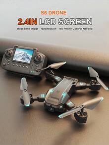 Upgraded S6 Quadcopter Drone With 2.4-Inch LCD Remote Controller And HD Dual Cameras, Supports Remote View Switching. It Features Optical Flow Hovering, Smart Obstacle Avoidance, One-Key Landing/Flip, And Gravity Sensing Functions, Powered By 3.7V/1800mAh Modular Battery. - Dark Blue - View 4