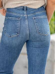 High Rise Tummy Control Flare Jeans - Màu xanh lam - Xem 9