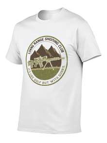 S~5XL Classic  Cotton Tee | Unisex American Size | 180gsm Fabric | Men's Vintage Military Sniper Graphic T-Shirt Funny Long Range Shooting Design Casual Wear Gift For Gun Enthusiasts Print | Beach & Casual Wear - 白色 - 查看 2