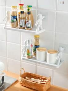 1 件迷你公仔收纳架、浴室/厨房收纳架、家用粘性壁挂支架，无需钻孔