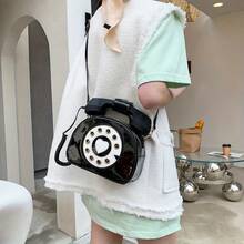Special-Shaped Bag European And American Fashion Ideas Cute And Funny Personality Simulation Telephone Messenger Bag - 黑色 - 查看 5