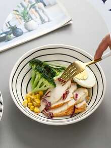 1 đĩa gốm họa tiết hình học Bắc Âu 7,5 inch, đĩa đựng salad/tráng miệng sọc xanh tròn cổ điển, thích hợp cho bữa ăn gia đình hàng ngày, đĩa đựng sữa chua yến mạch bánh mì kẹp bữa sáng, đĩa đựng trái cây phòng khách nhà hàng, quà tặng - Nhiều màu - Xem 4