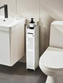 [Bathroom Storage Cabinet ]- Pc Slim White Bathroom Storage Cabinet-Durable PVC Organizer For Tight Spaces, Multi-Purpose Toilet Paper Holder Stand,Paper Storage Cabinet With 2 Doors And Shelves,Over The Toilet Storage Cabinet For Bathroom, Bedroom & Living Room, Easy To Assemble