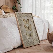 1pc Frameless Vintage Butterfly Print Cottagecore Wall Art With Antique Moth, Neutral Melancholy Insect Poster, Dark Academia Decor, Botanical Drawing For Bedroom, Frameless Ethereal Garden Canvas