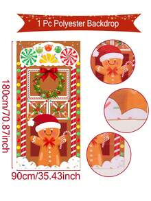 1pc 90*180cm Festive Gingerbread Man Door Banner,Christmas Decoration Front Door Cover,Christmas Party Background Decoration,Home Decor,Perfect For Home Entrance,Holiday Parties & Photography Backdrop, Polyester, Indoor&Outdoor Use,Merry Christmas,Christmas Decoration,Xmas Decor,Christmas Decoration