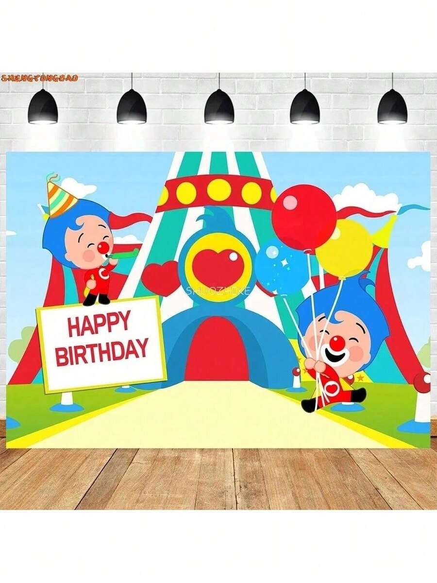 Plim Cartoon Pig Circus Birthday Party Backdrop Decoration Banner FiestaShower Photography Background Prop JC-74 - 1 - Xem 1