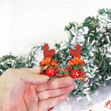 2pcs Pet Christmas Reindeer Antler Hair Clips - Cat Dog Christmas Hat Hair Clips, Christmas Party Decor Duck Clips Headband