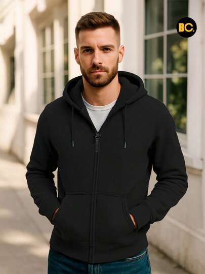 Big City Sudadera De Hombre Con Forro Borrega y Capucha Hoodie! Con Cierre y Basicas con estampado casual de Moda