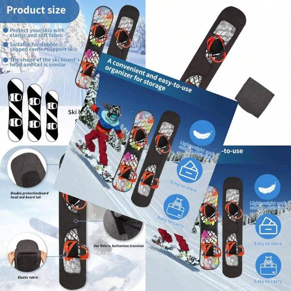 Kuskins Snowboard Sleeve Soft Protection Cover Adjustable Stretchy Fabric Binding Pads Protector For Snowboard Storage Travel Transport