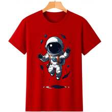 Astronaut T-Shirt 100% Cotton 30.1 - Men's T-Shirt For Kids Pre-Teens Children - 紅色 - 查看 2