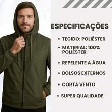Men's Lightweight Plain Water-Repellent Windbreaker Jacket With Hood - Verde oscuro+liso+G - Ver 8