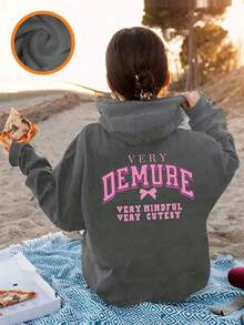 少女印花保暖连帽卫衣，秋冬季保暖舒适 - 深灰色 - 查看 6