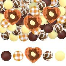 5/25pcs Silicone Bead Waffle Grid Element Silicone Beads, Gingerbread Man Cookie Silicone Beads, Suitable For Jewelry Decoration Beads, Earrings, Necklaces, Bags, Pens, Phone Chains, Makeup Brushes, Keychains And Other DIY Sets, Suitable For Mother's Day, Father's Day, Holiday, Birthday Gifts - Waffle Series - View 21