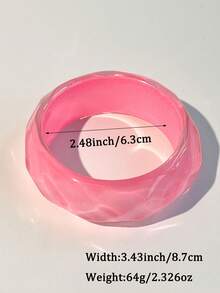 1件不对称圆形树脂手链，亮粉色不对称女士首饰，周年纪念礼物 - 彩色 - 查看 4