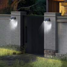 1pc Solar Powered Outdoor Wall Light, Outdoor Garden Solar Light With Motion Sensor, Fake Surveillance Light, Super Bright 4 LED Large Night Light, 5 LED Multi-Function Small Stake/Wall Light, 1200mAh Lithium-Ion Battery Solar Charging, Simulated Security Camera Design, 3 Lighting Modes, No Remote Control Included - Black - View 3