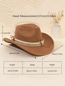 1 chiếc Mũ cao bồi miền Tây Unisex có hình đầu bò có thể tháo rời và trang trí bằng đá giả - Mũ nỉ màu nâu nhẹ, thích hợp cho tiệc Giáng sinh, hoạt động ngoài trời, lễ hội theo chủ đề, lễ kỷ niệm, mũ đội đầu bền - Nhiều màu - Xem 6