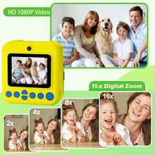 Kid Camera,Instant Print Camera With 2 Rolls Of Printer Paper, 1080P Digital Camera Toys For 3-12 Years With Christmas And Birthday Gifts For Girls And Boys 3 4 5 6 7 8 9 10 11 12 Years Old. Halloween, Christmas, Thanksgiving Day