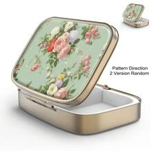 HION Hộp đựng thuốc Hộp đựng thuốc có gương Hộp đựng thuốc nhỏ 3 ngăn cổ điển để đựng trong ví hoặc túi Hộp đựng thuốc tròn nhỏ bằng đồng trang trí bằng kim loại đựng thuốc Vitamin Quà tặng độc đáo - Nhiều màu - Xem 14