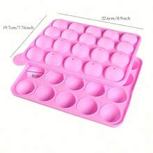 20 Hole Silicone Lollipop Mold With 20 Sticks - Perfect For Cake Pops, Chocolate And Candy Baking, Chocolate Molds - 粉紅色1個 - 查看 6