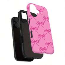 Pink Bow Pattern Film Phone Case Frosted For IPhone 17 Air/16/15/14/13/12 Pro Max 14 15 16 17 Plus 11 Thickened Double-Layer 2-In-1 Drop-Proof Protective Case. Glossy For Samsung S21 S22 S23 S24 S25 PLUS/ULTRA/FE/EDGE A71 A56 A55 A54 A53 A52 A36 A34 A06 A13 A14 A15 A16 A23 A25 A26 Anti-Yellowing And Bright Colors - 黑色 - 查看 6