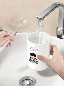 Individualisierter einfacher Kunststoff Reinigungsbecher in reinem Weiß, Zahnputzbecher, Wasserglas, Haushaltszahnputzbecher, Zahnbürstenhalter, tragbarer Reise-Zahnputzbecher für Paar, individualisierter Reinigungsbecher für Zuhause, Studentenwohnheim Reinigungsbecher, individualisierter Getränkebecher