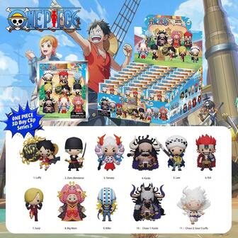 TOEI ANIMATION 1个/2个海贼王官方授权索隆大和神秘盲盒钥匙扣包夹惊喜盒，随机包含11个IP角色，3D动漫人物风格，可爱卡通造型，可作包包配饰，朋友礼物，圣诞礼物，万圣节配饰，教师节配饰，带证件夹的挂绳，汽车配饰，包包挂饰，送给姐姐的礼物创意